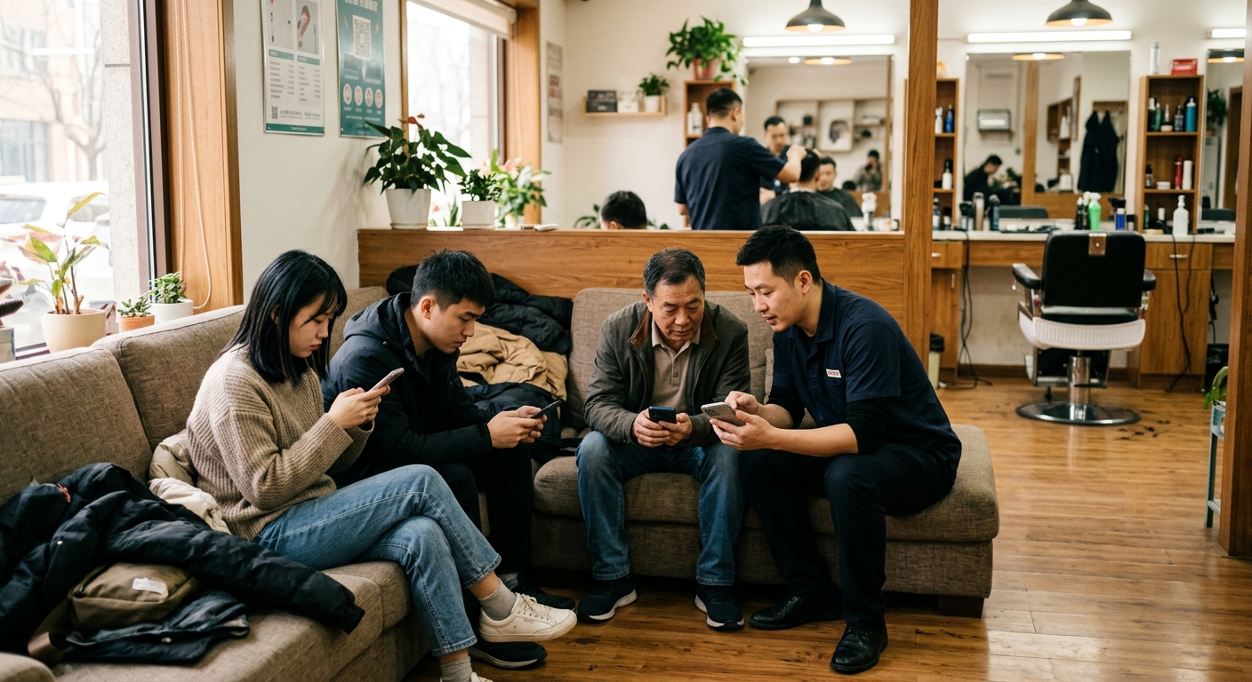 理发店等待区拉新植入：和托尼老师五五分成的手机试玩生意怎么做