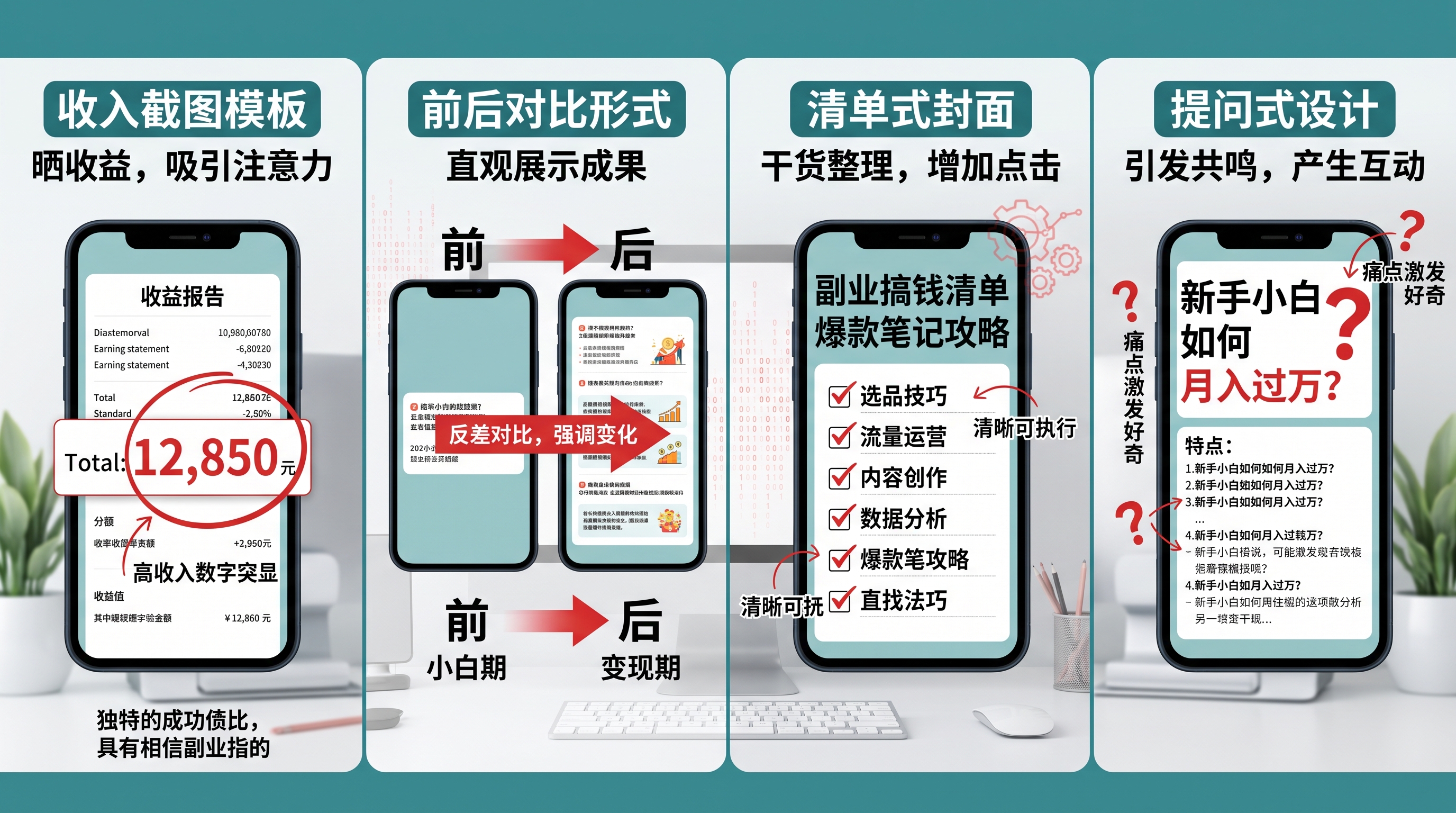 小红书笔记想火？拆解网赚副业粉最吃香的爆款封面套路