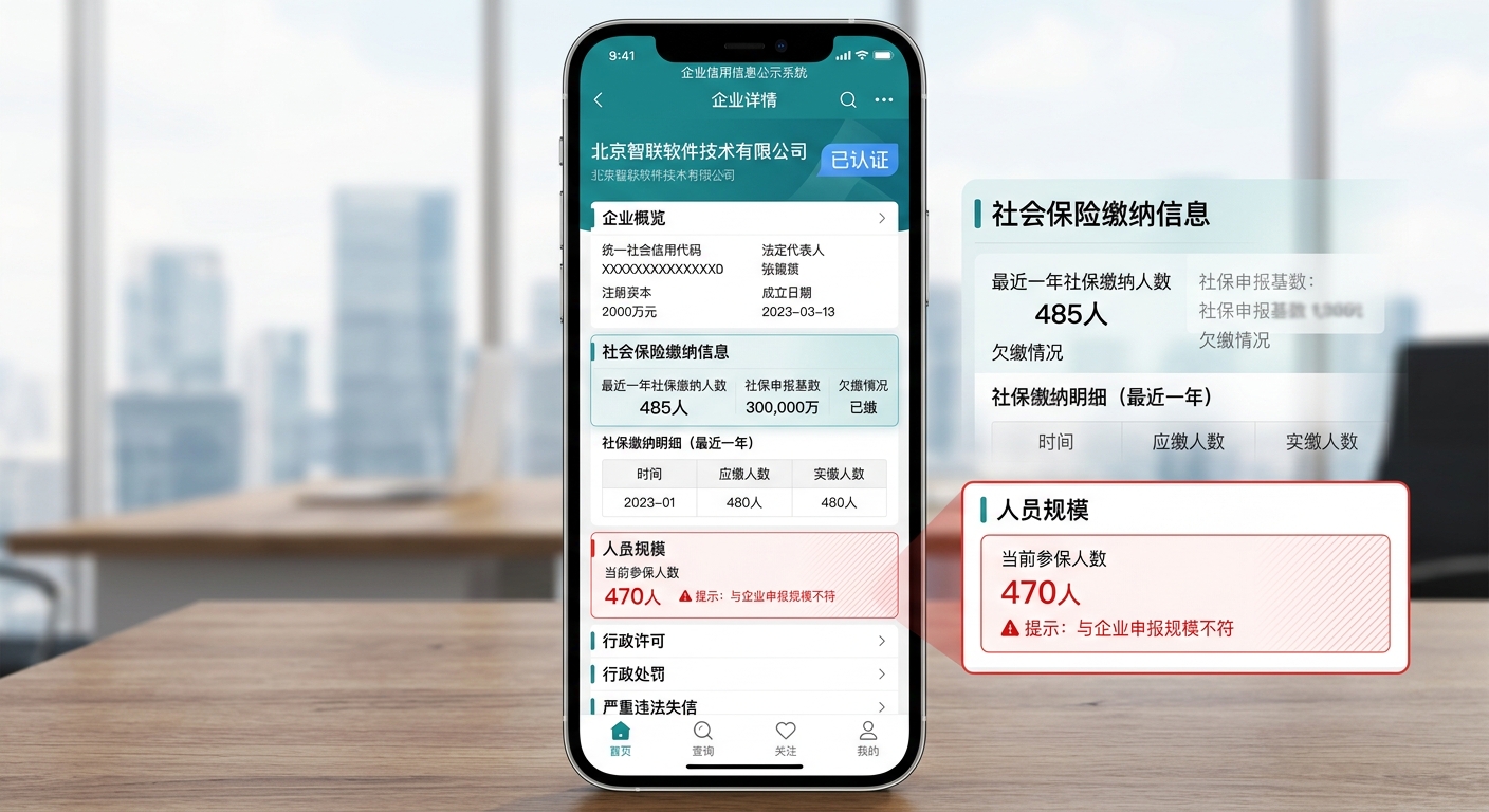 企业信息怎么查识破假大厂地推渠道？盯死社保人数这一招就够了