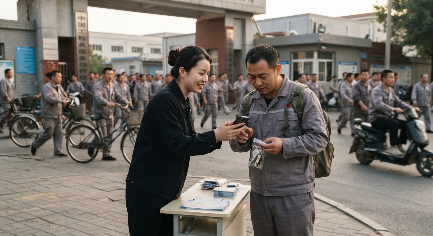 工厂下班高峰期地推战术：20分钟内抢占厂门两侧人流路线