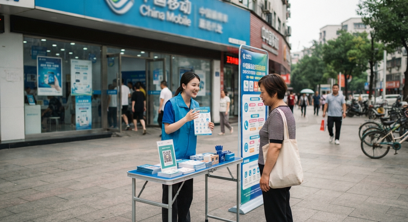 中国移动和包支付拉新业务：营业厅门前设点摆摊的标准化流程