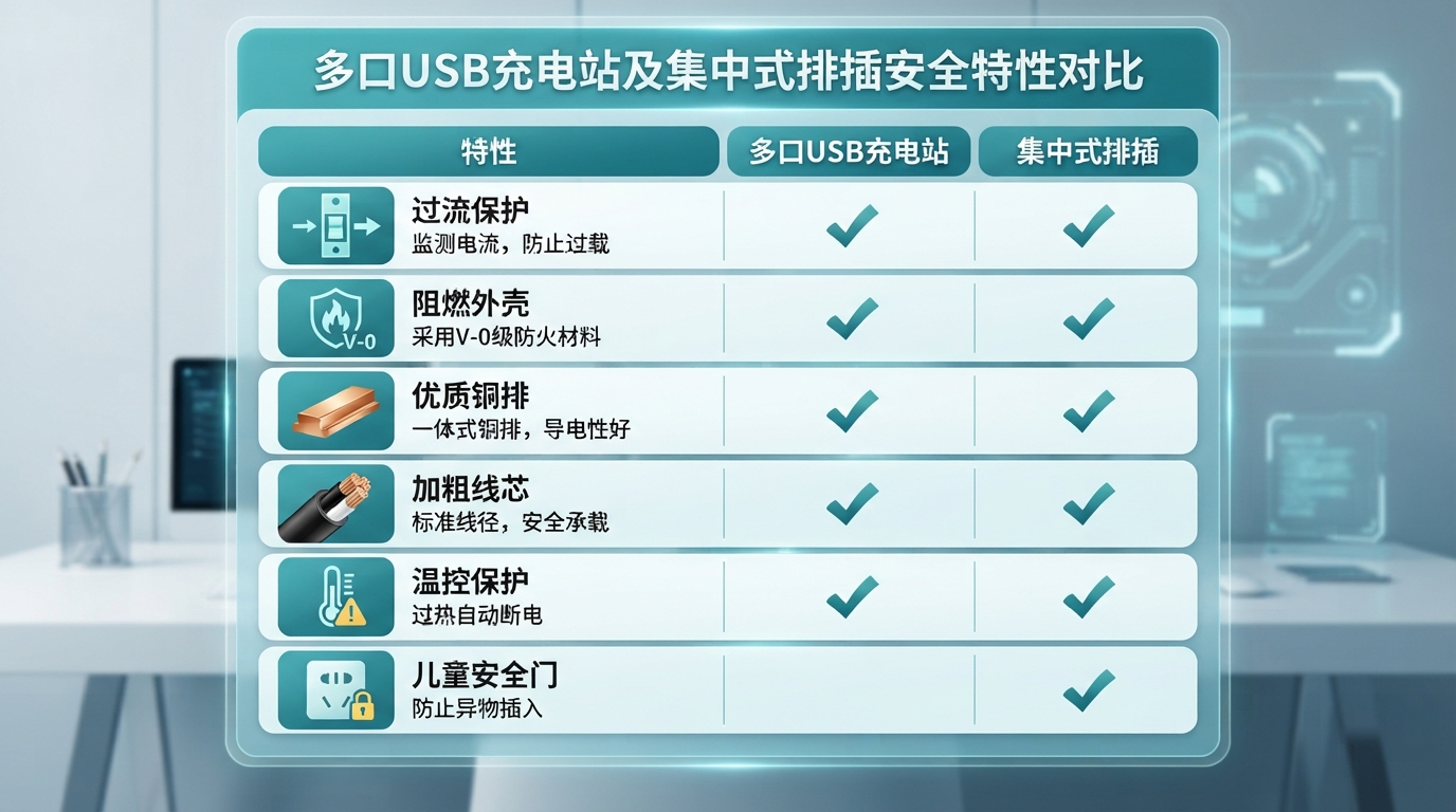 多口USB充电桩与集中供电排插怎么选？防短路与电池过热起火的门道