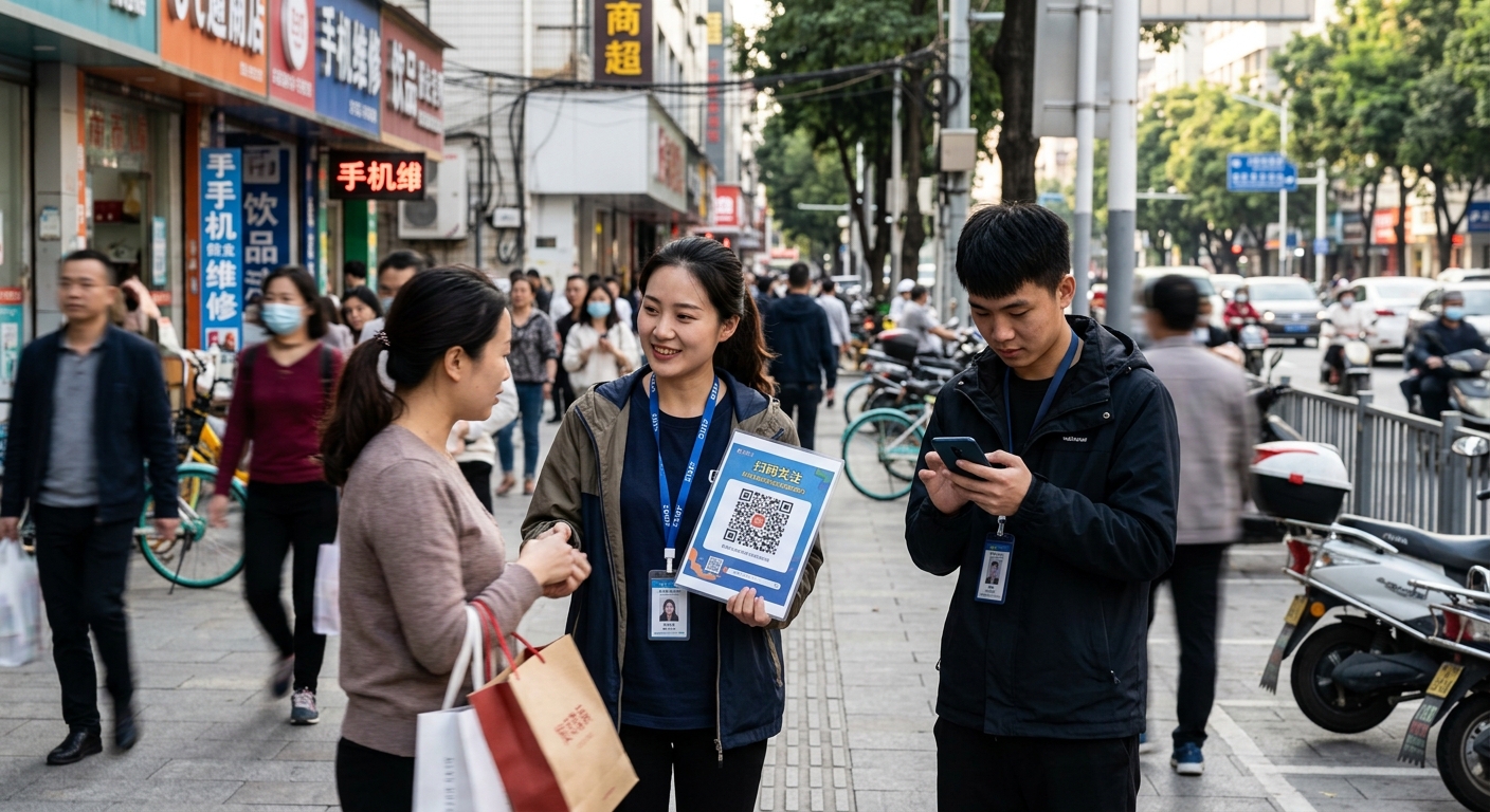 两人搭档地推主攻与辅助分工：一个拦人一个操作手机，怎么配合才出量