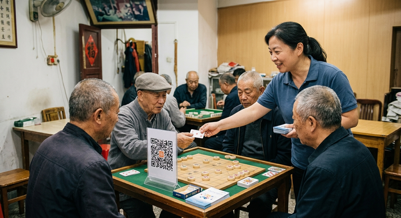 社区棋牌室地推策略：以“送扑克牌”为切入口的极速版推广