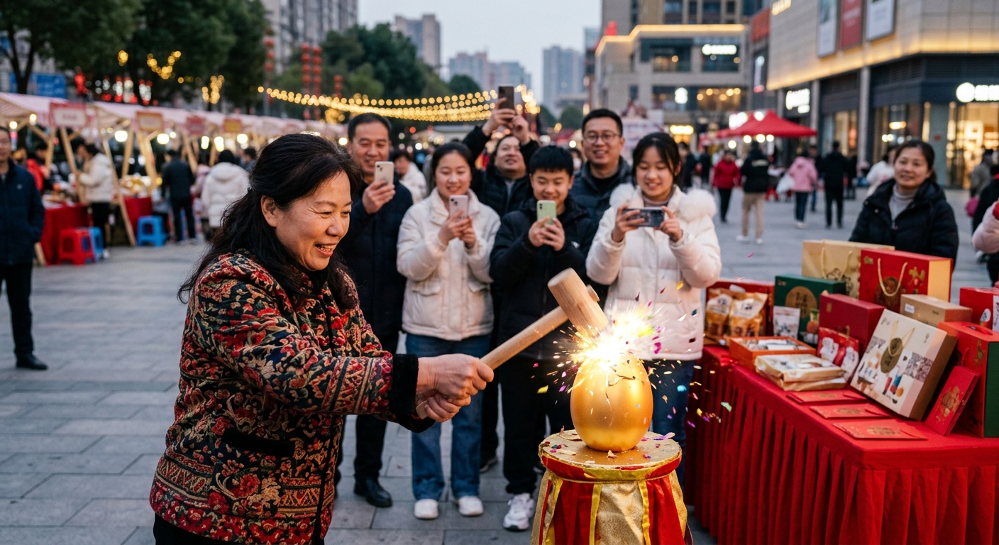 地推砸金蛋活动现场布置：声光电氛围怎么把整条街的人吸过来
