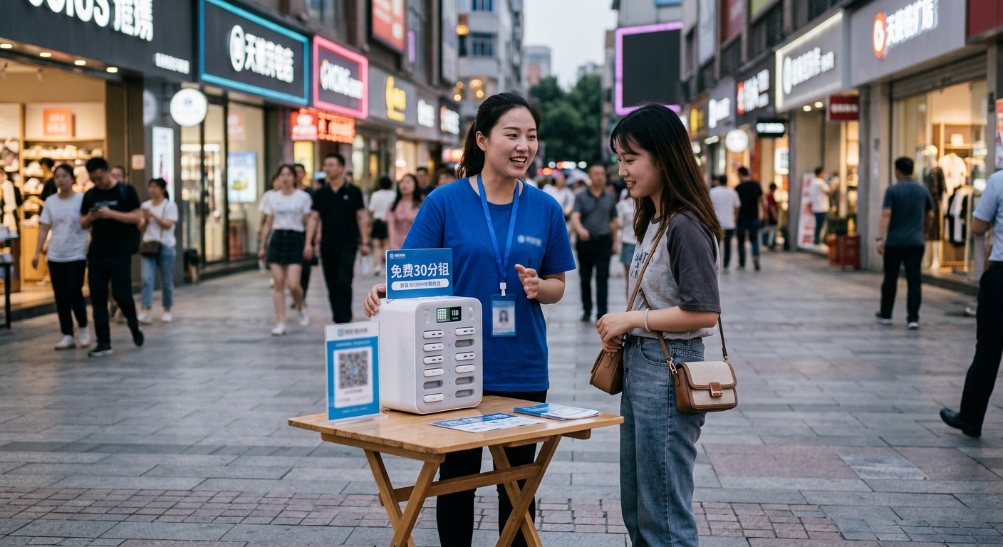 移动充电宝免费借半小时地推：商圈紧急缺电场景怎么做截击
