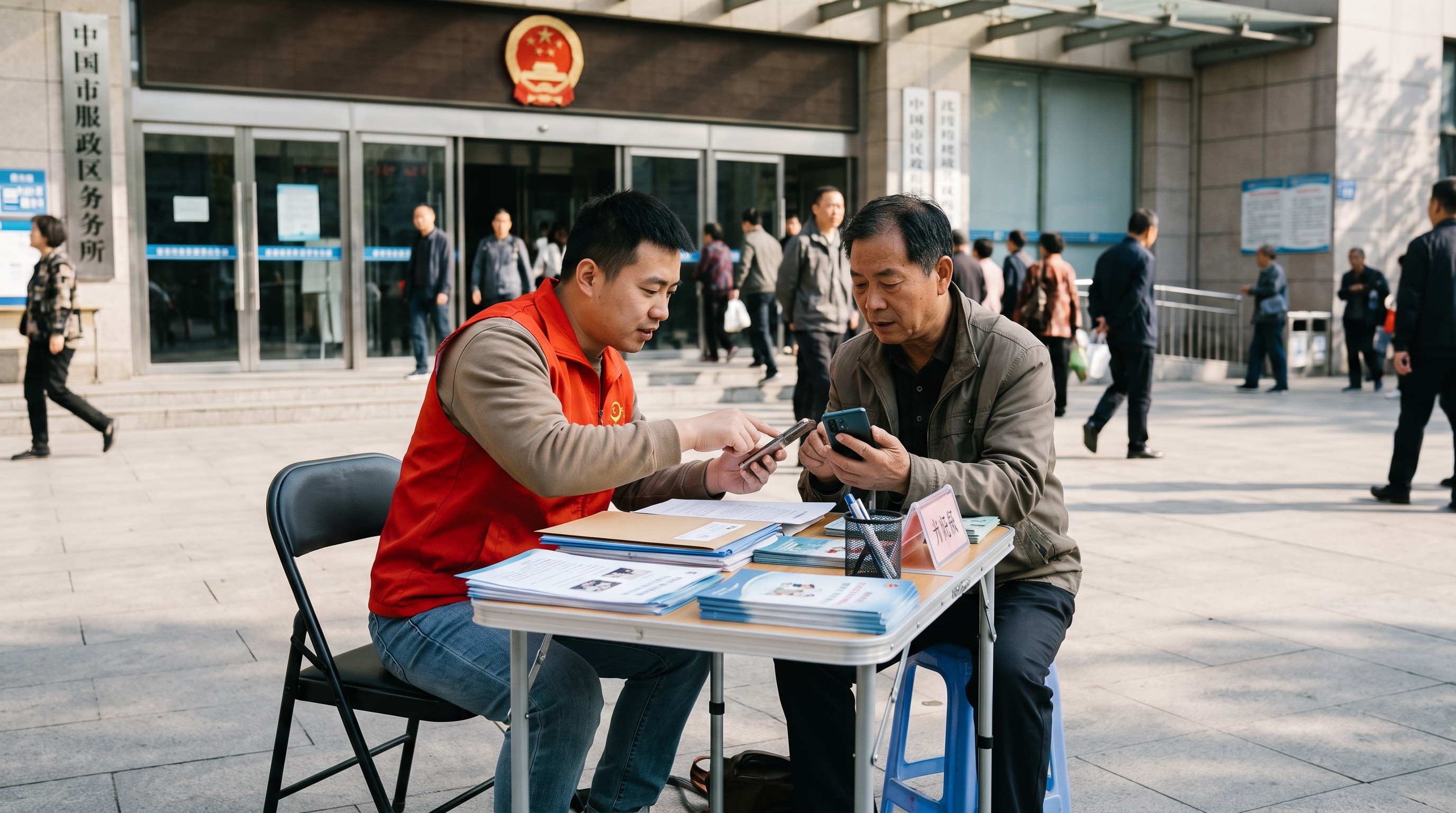 政务大厅与打印社门前摆摊推夸克扫描王会员，人流大但转化卡在哪